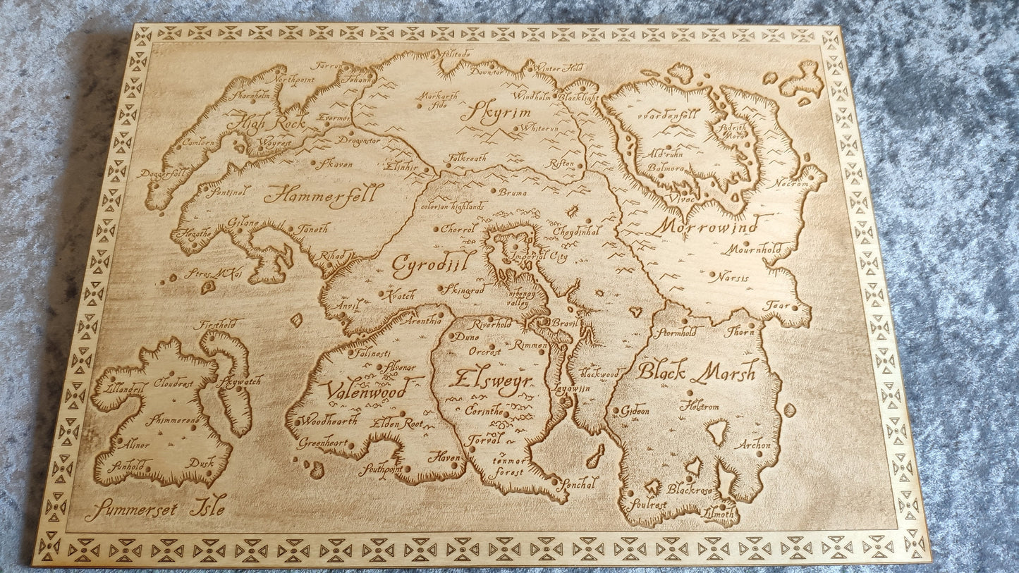 Tamriel from the Elder Scrolls Online, Laser engraved map