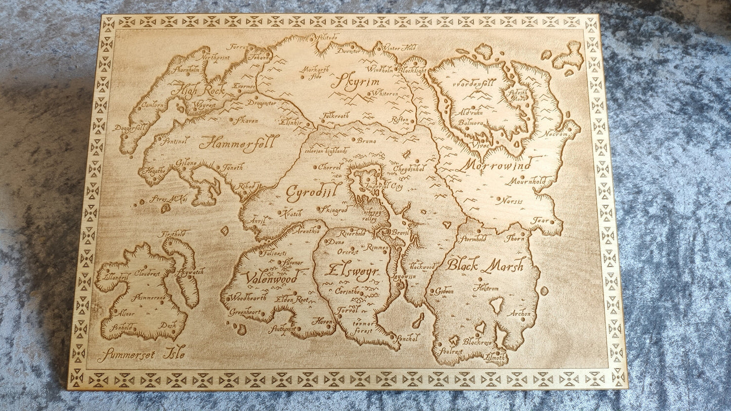 Tamriel from the Elder Scrolls Online, Laser engraved map