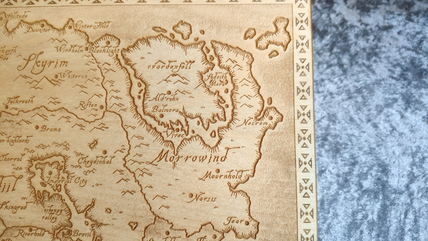 Tamriel from the Elder Scrolls Online, Laser engraved map