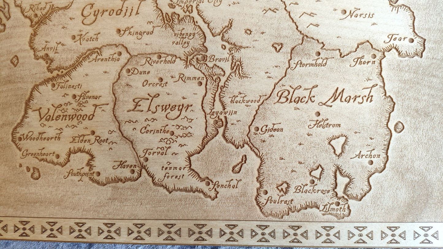 Tamriel from the Elder Scrolls Online, Laser engraved map