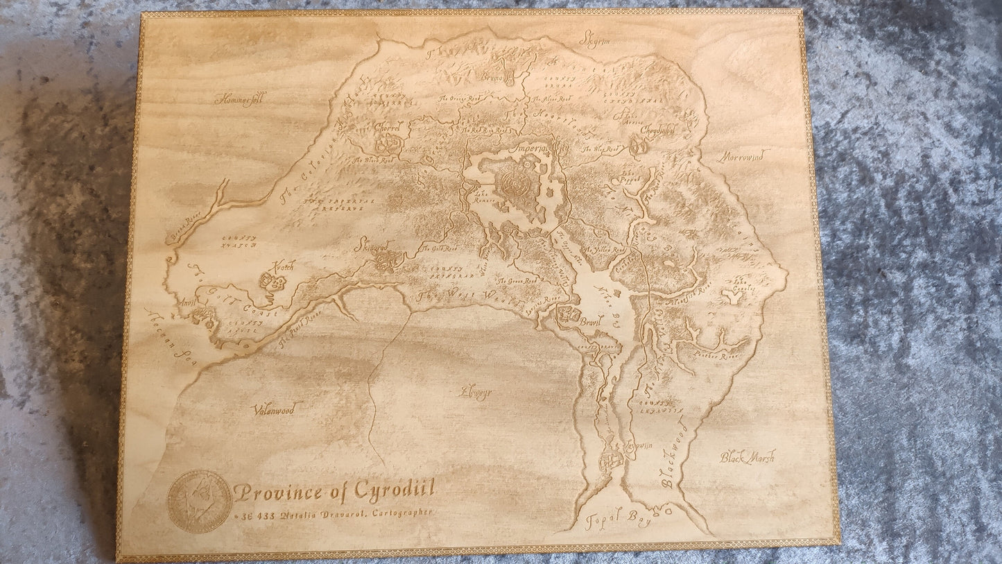 Original Cyrodiil map - The Elder Scrolls IV, Laser engraved