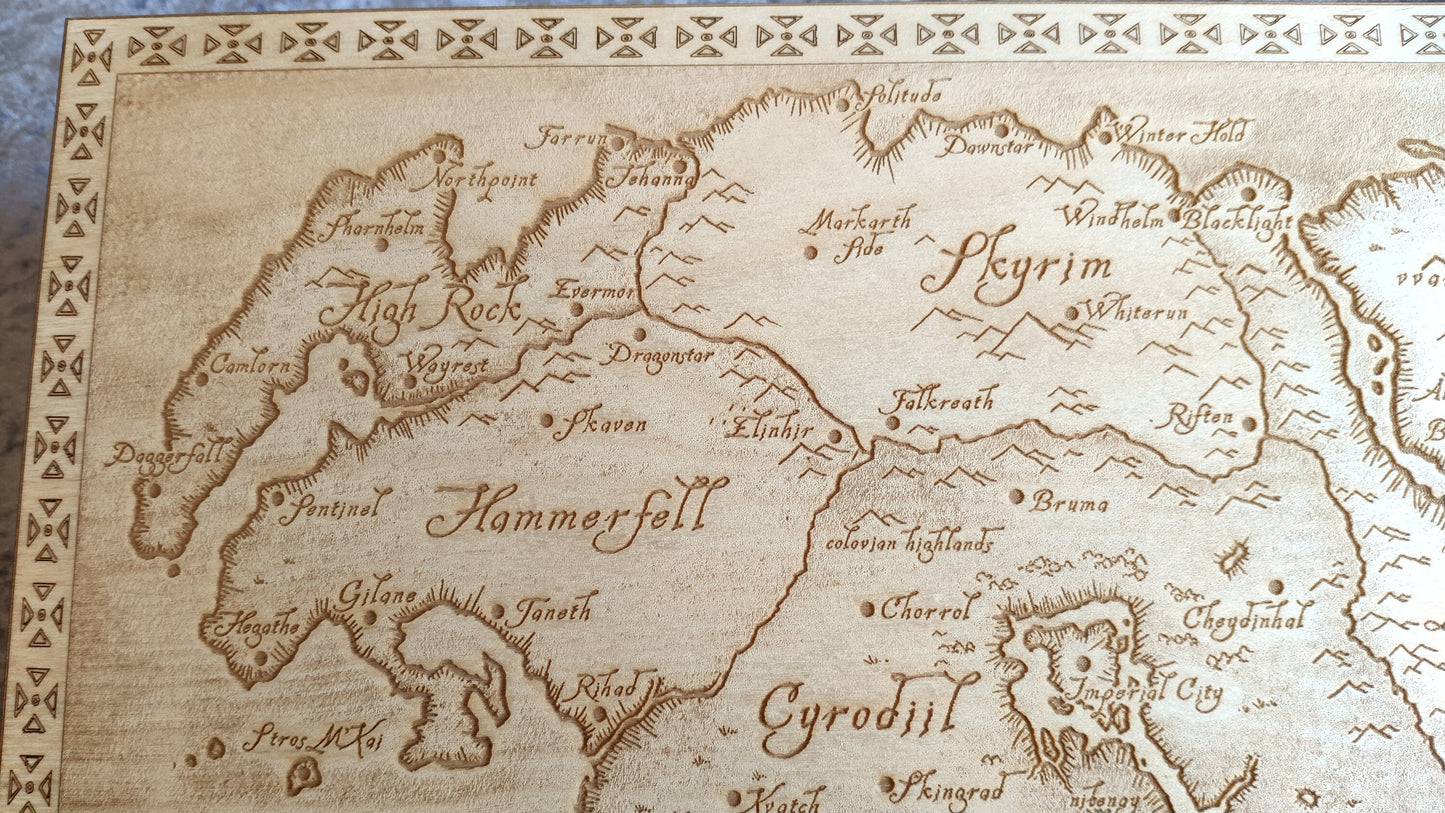 Tamriel from the Elder Scrolls Online, Laser engraved map