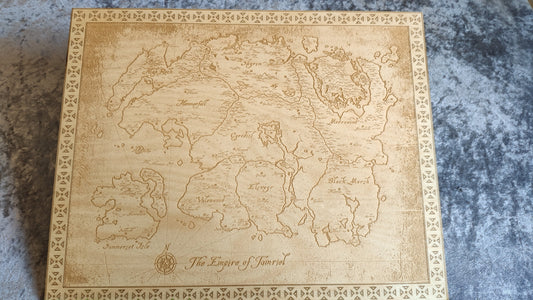 Tamriel from the Elder Scrolls Online, Laser engraved map  v.2