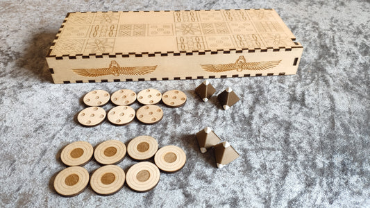 The Royal Game of Ur, Ancient Sumerian Board Game, handmade from laser engraved wood