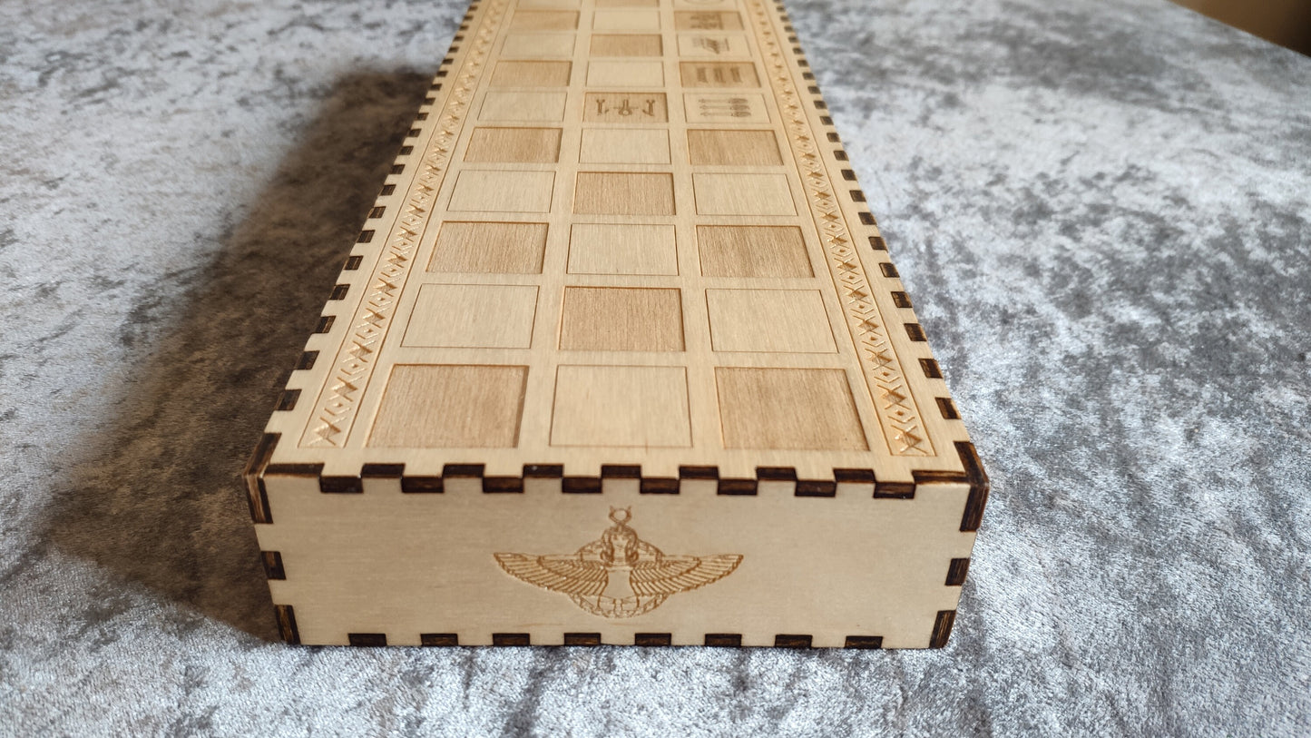 Senet, Ancient Egyptian Board Game, handmade from laser engraved wood