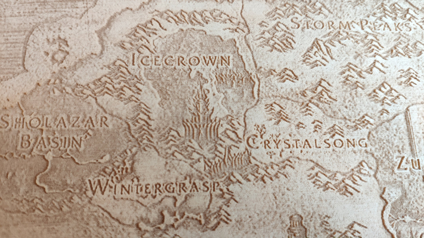 Northrend from World of Warcraft, Laser engraved map