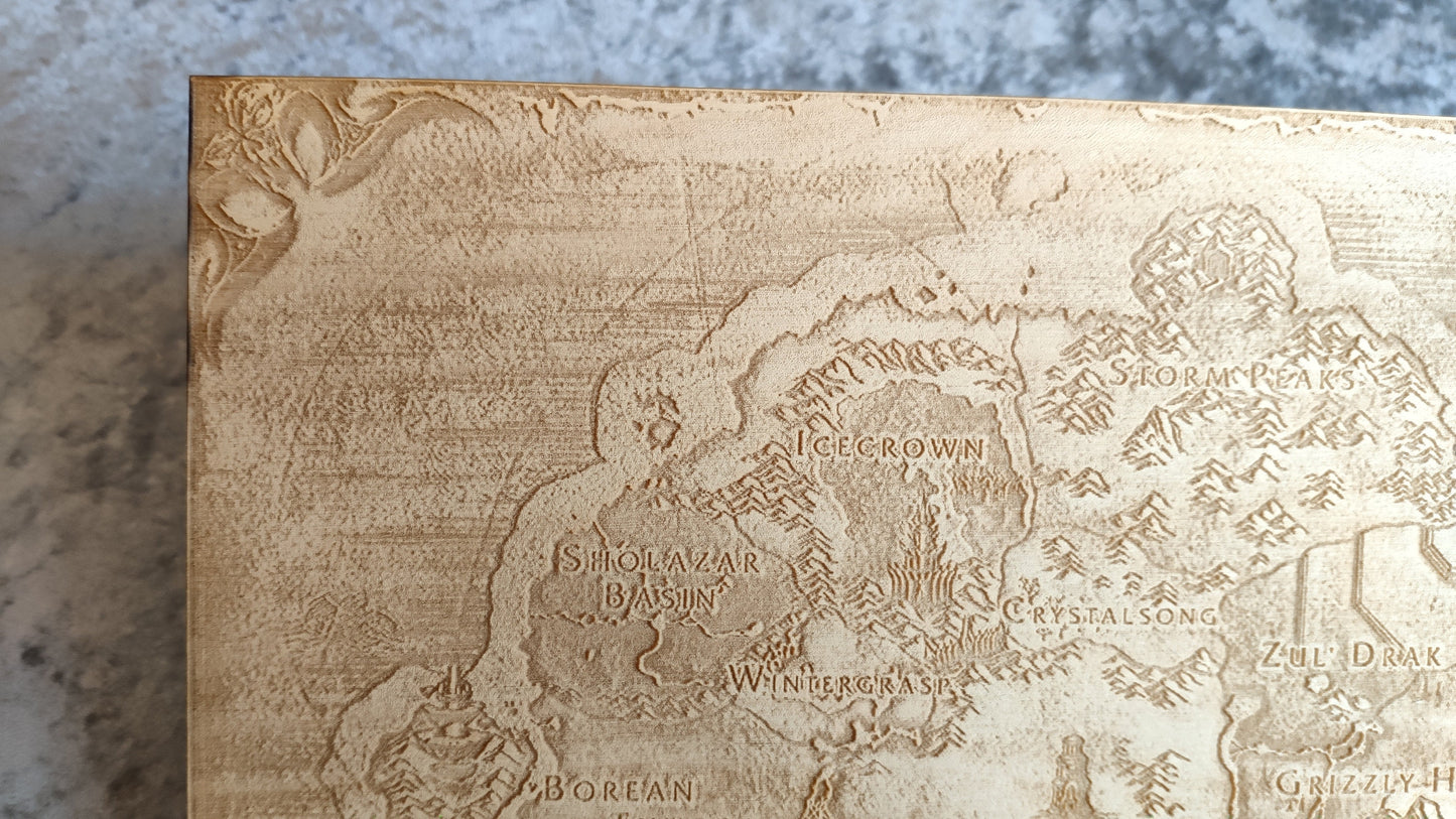 Northrend from World of Warcraft, Laser engraved map