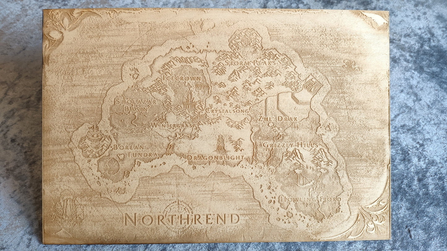 Northrend from World of Warcraft, Laser engraved map