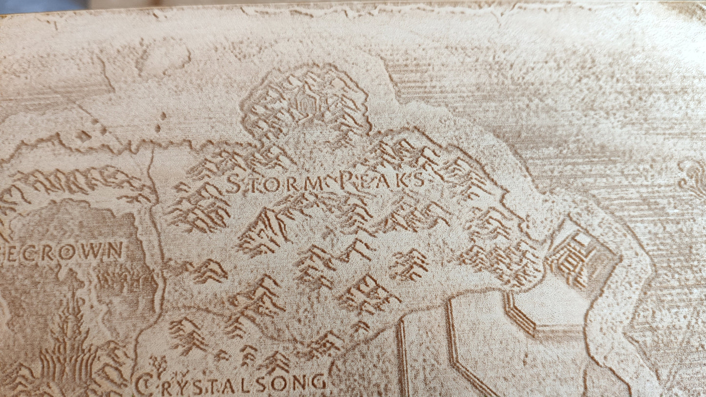 Northrend from World of Warcraft, Laser engraved map