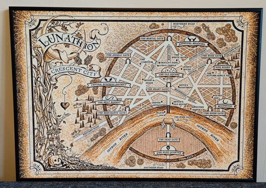 Lunathion city high quality map from the Crescent City series written by S.J. Maas