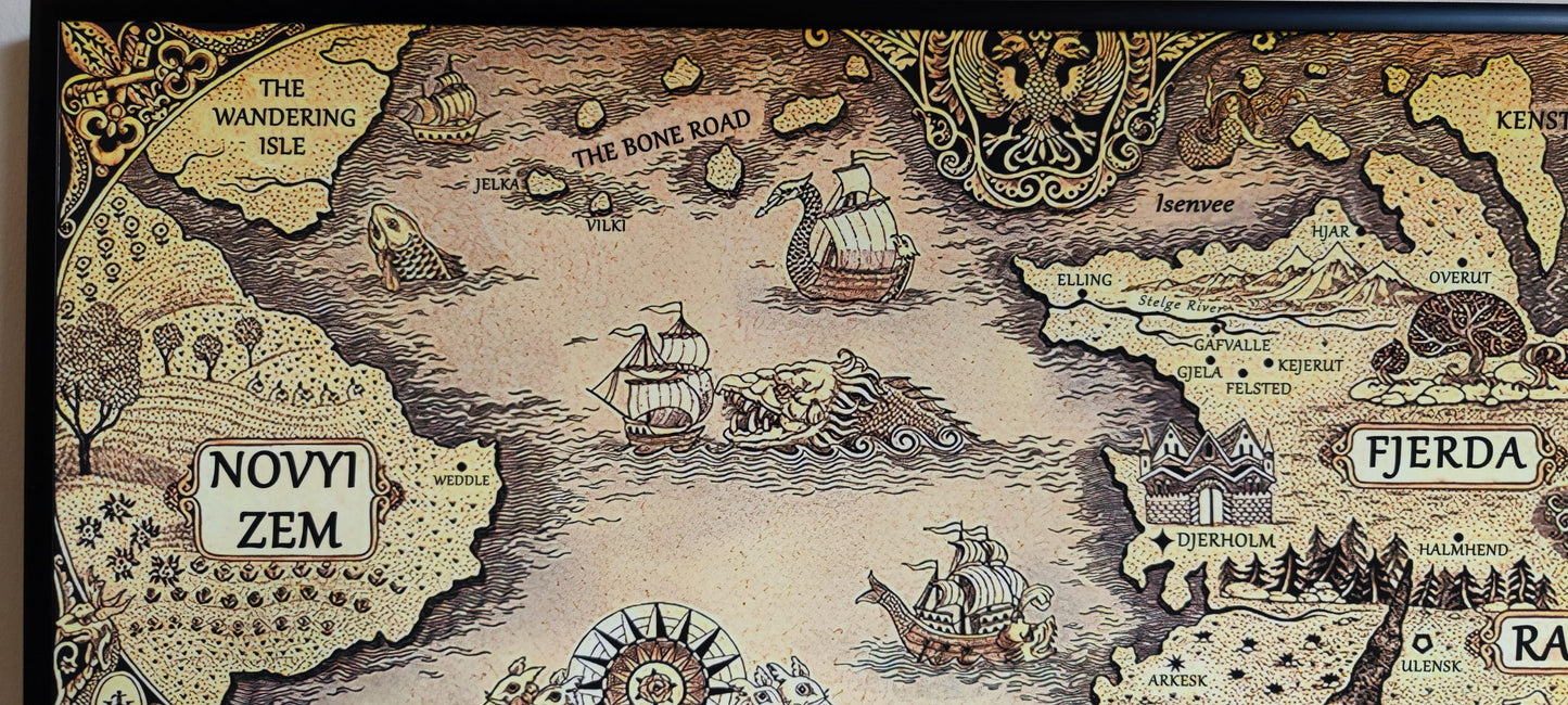 Grishaverse world high quality map from fantasy written by Leigh Bardugo