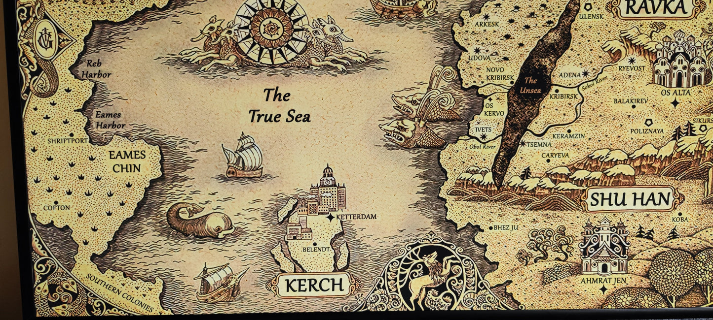 Grishaverse world high quality map from fantasy written by Leigh Bardugo