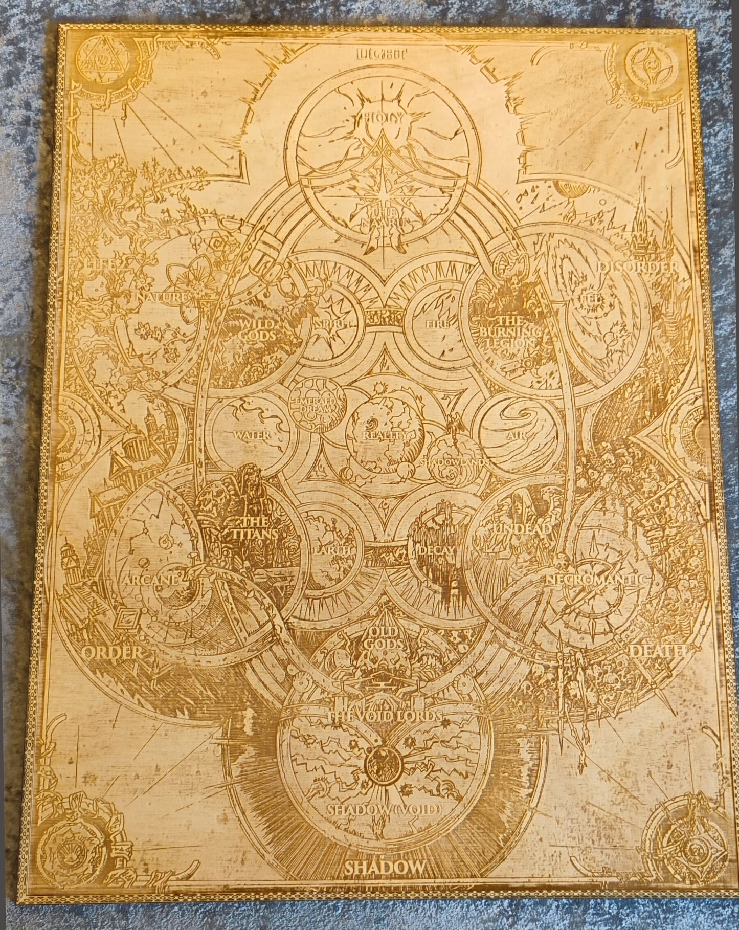 World of Warcraft Chronicles Cosmology Chart Laser engraved