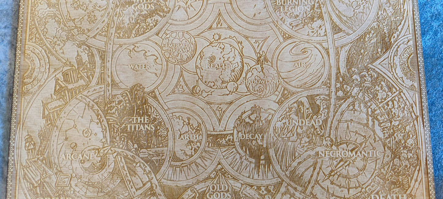 World of Warcraft Chronicles Cosmology Chart Laser engraved