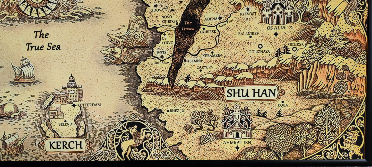 Grishaverse world high quality map from fantasy written by Leigh Bardugo