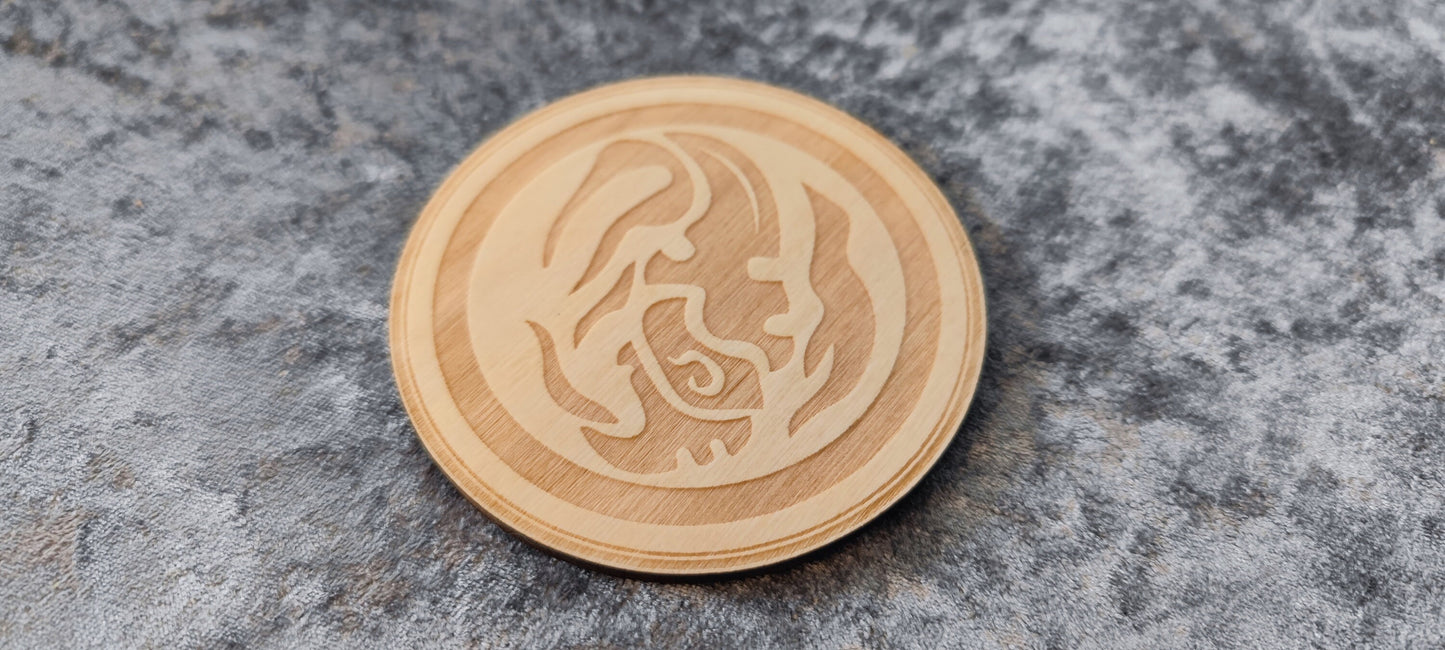 World of Warcraft Demon Hunter engraved wooden coaster, WoW coaster