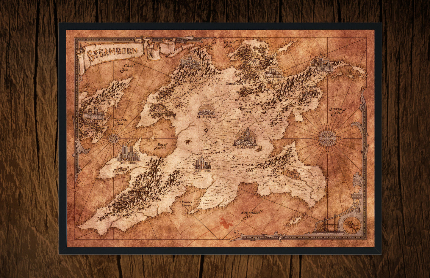 Steamborn, written by Eric R. Asher, High quality map